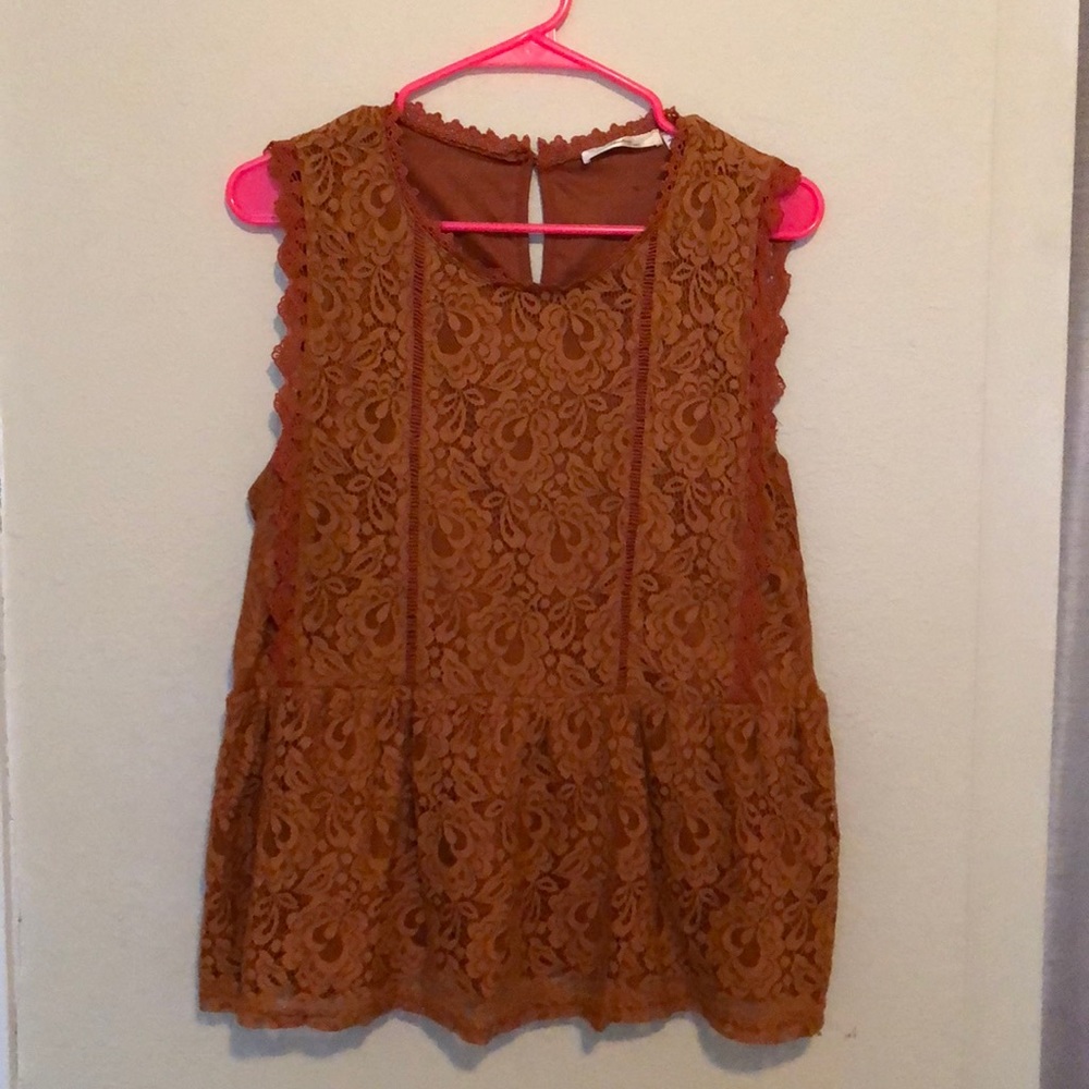 Burnt orange lace blouse